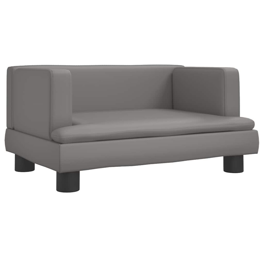 vidaXL Pat de câini, gri, 60x40x30 cm, piele ecologică
