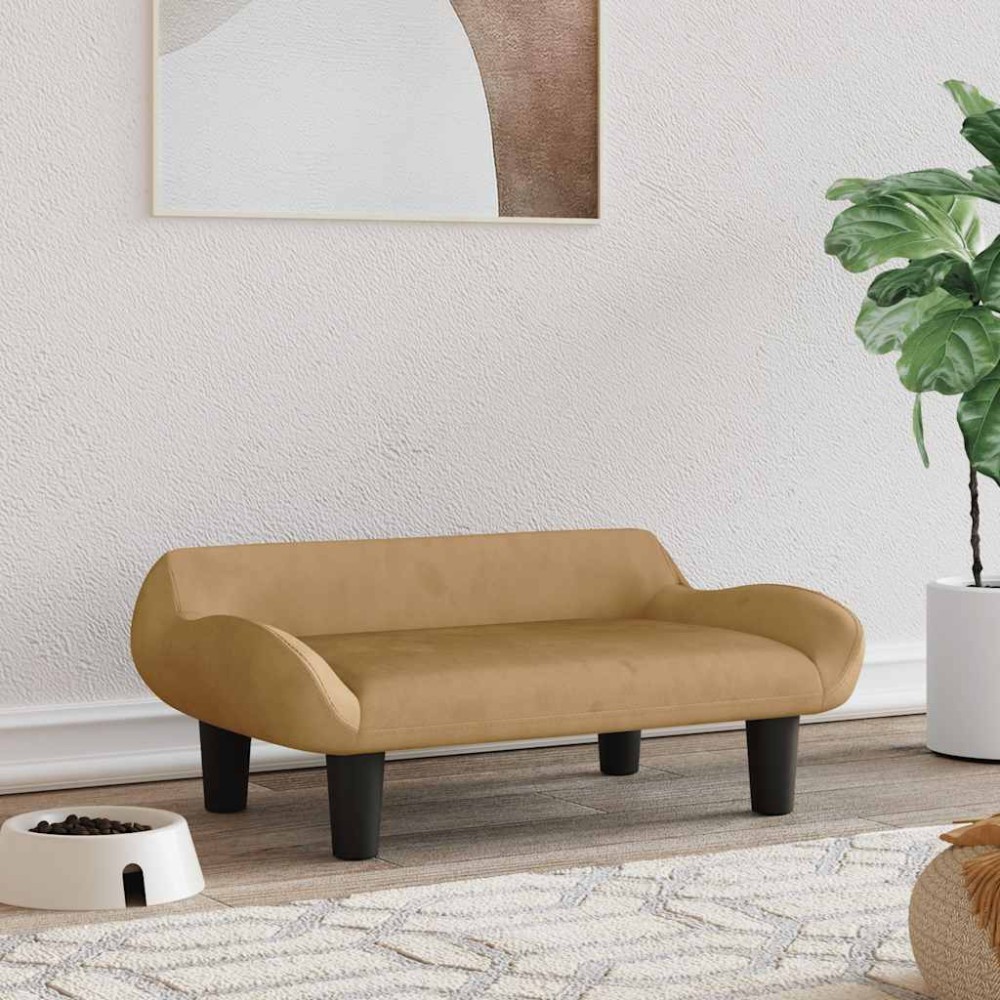 vidaXL Pat de câini, maro, 70x40x24 cm, catifea