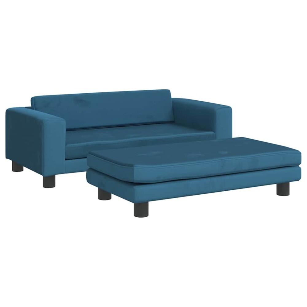 vidaXL Pat pentru câini cu extensie, albastru, 100x50x30 cm, catifea