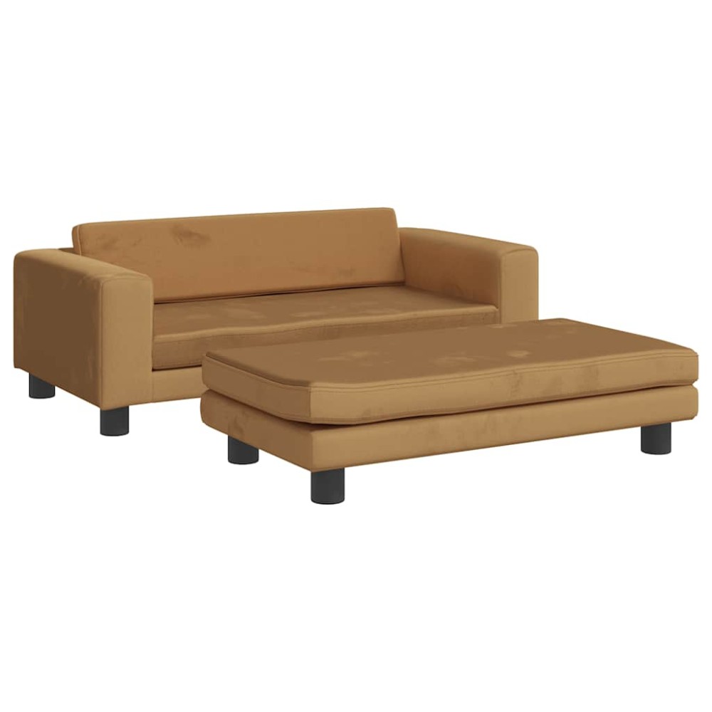 vidaXL Pat pentru câini cu extensie, maro, 100x50x30 cm, catifea