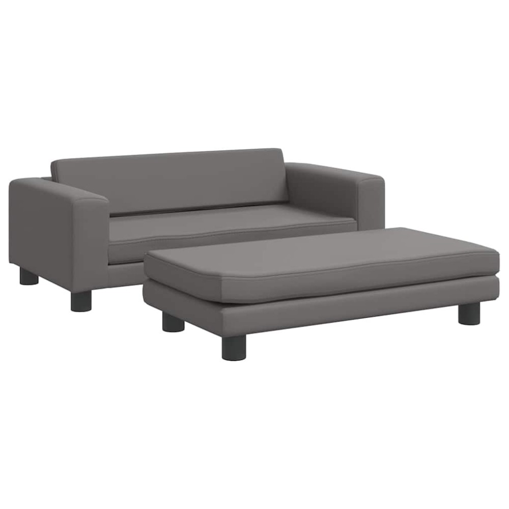 vidaXL Pat pentru câini cu extensie, gri, 100x50x30 cm, piele eco