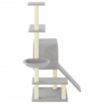 vidaXL Ansamblu pisici, stâlpi din funie sisal, gri deschis, 130,5 cm
