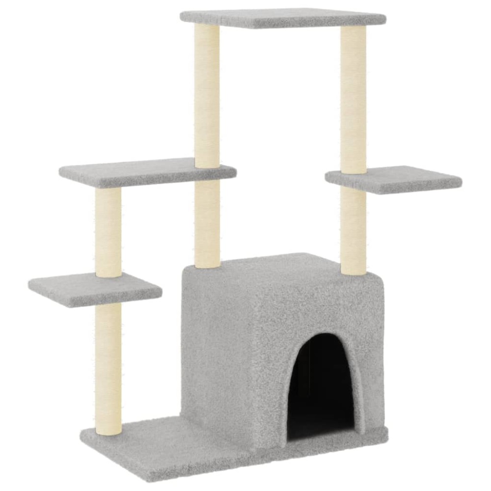 vidaXL Ansamblu pisici, stâlpi din funie sisal, gri deschis, 97,5 cm