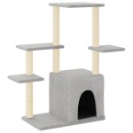vidaXL Ansamblu pisici, stâlpi din funie sisal, gri deschis, 97,5 cm vidaXL Ansamblu pisici, stâlpi din funie sisal, gri deschis, 97,5 cm