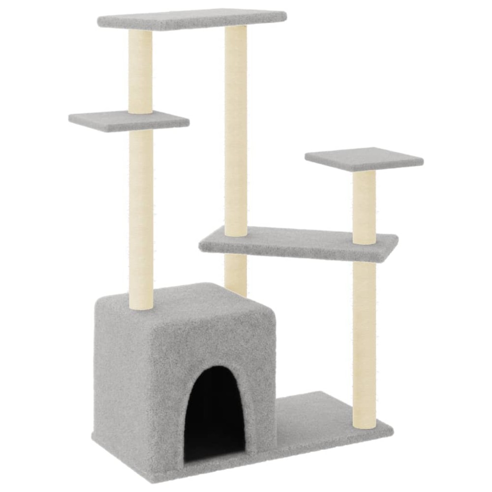 vidaXL Ansamblu pisici cu stâlpi din funie sisal, gri deschis, 107,5cm