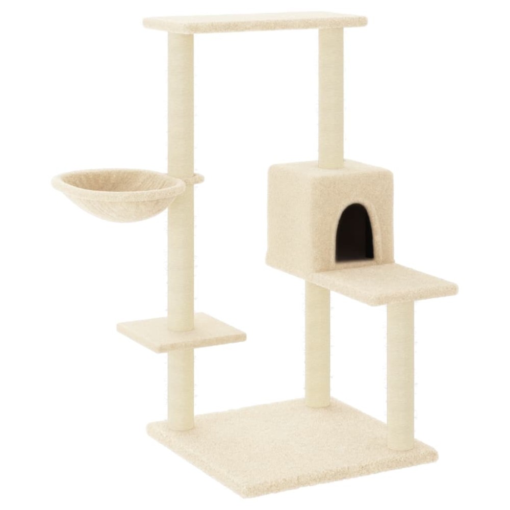 vidaXL Ansamblu de pisici cu stâlpi din funie de sisal, crem, 95 cm