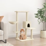 vidaXL Ansamblu de pisici cu stâlpi din funie de sisal, crem, 95 cm vidaXL Ansamblu de pisici cu stâlpi din funie de sisal, crem, 95 cm