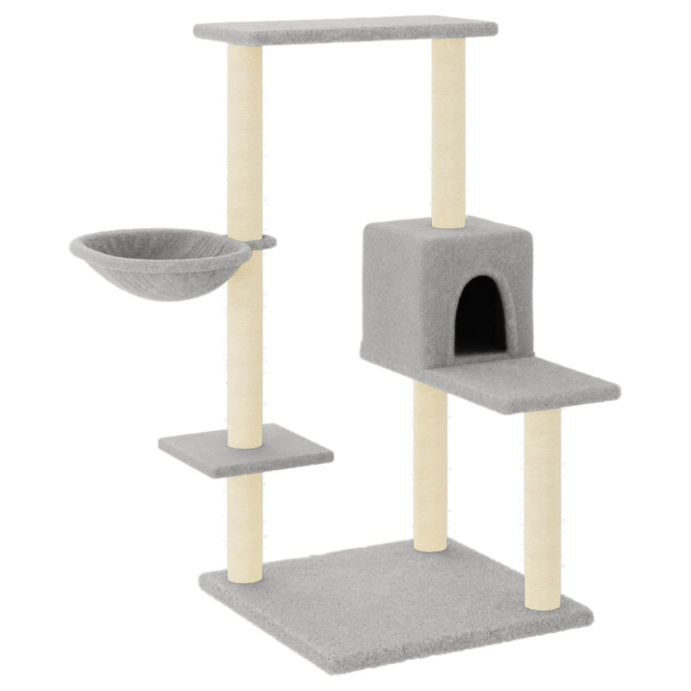 vidaXL Ansamblu de pisici, stâlpi din funie sisal, gri deschis, 95 cm