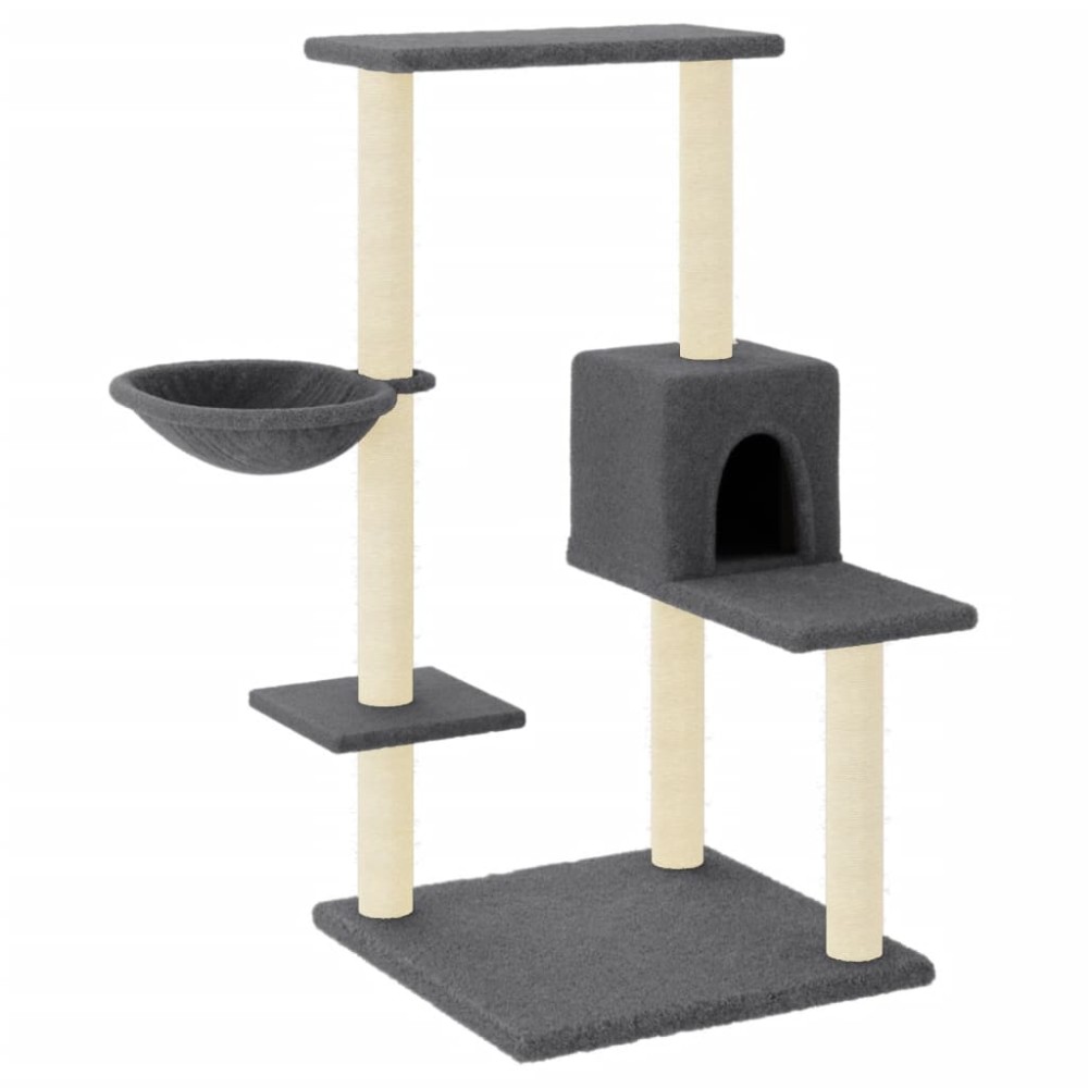 vidaXL Ansamblu de pisici, stâlpi din funie sisal, gri închis, 95 cm