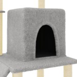 vidaXL Ansamblu pisici, stâlpi din funie sisal, gri deschis, 96,5 cm vidaXL Ansamblu pisici, stâlpi din funie sisal, gri deschis, 96,5 cm
