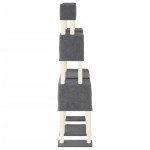 vidaXL Ansamblu pisici cu stâlpi din funie sisal, gri închis, 199 cm vidaXL Ansamblu pisici cu stâlpi din funie sisal, gri închis, 199 cm