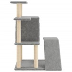vidaXL Ansamblu pisici, stâlpi din funie sisal, gri deschis, 97 cm