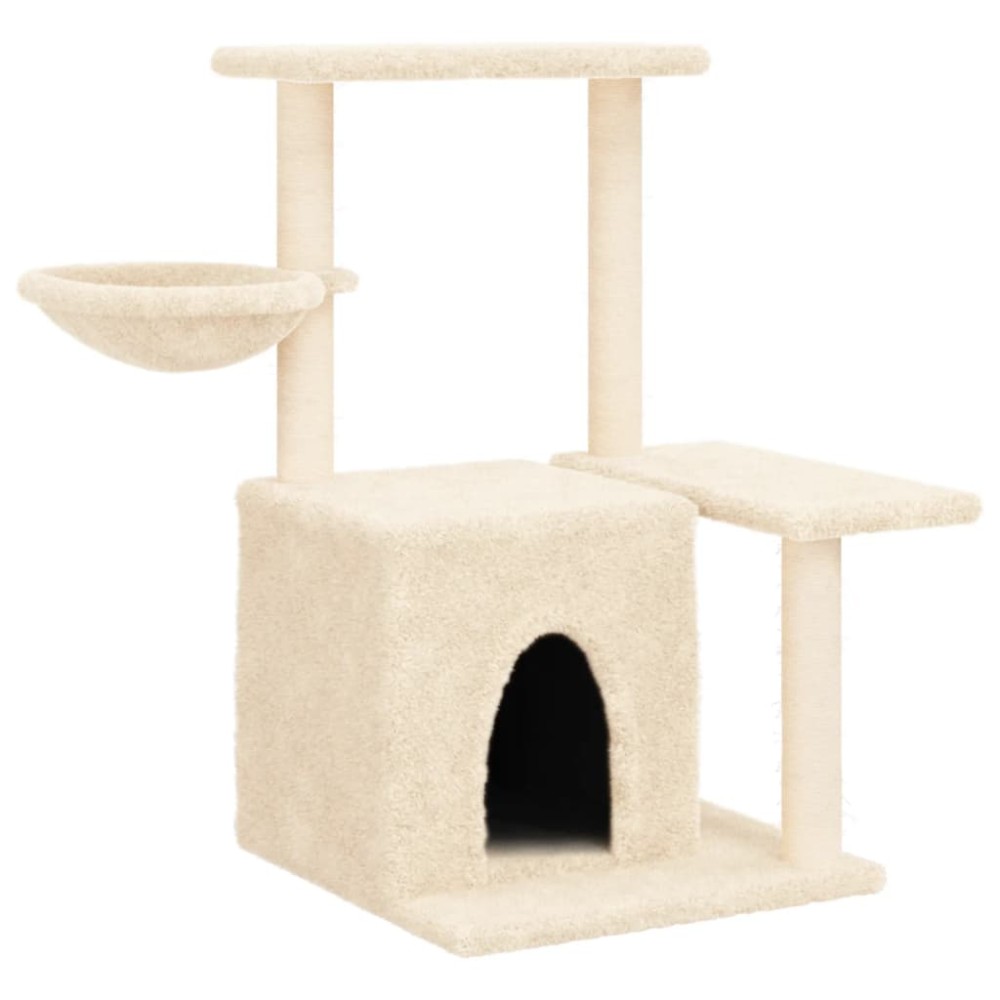 vidaXL Ansamblu de pisici cu stâlpi din funie de sisal, crem, 83 cm