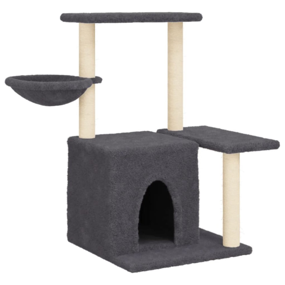 vidaXL Ansamblu pisici cu stâlpi din funie sisal, gri închis, 83 cm