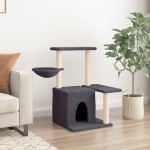 vidaXL Ansamblu pisici cu stâlpi din funie sisal, gri închis, 83 cm vidaXL Ansamblu pisici cu stâlpi din funie sisal, gri închis, 83 cm