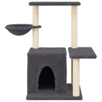 vidaXL Ansamblu pisici cu stâlpi din funie sisal, gri închis, 83 cm vidaXL Ansamblu pisici cu stâlpi din funie sisal, gri închis, 83 cm