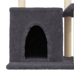 vidaXL Ansamblu pisici cu stâlpi din funie sisal, gri închis, 83 cm vidaXL Ansamblu pisici cu stâlpi din funie sisal, gri închis, 83 cm