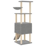 vidaXL Ansamblu de pisici, stâlpi din funie sisal, gri deschis, 153 cm