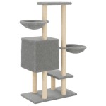 vidaXL Ansamblu pisici cu stâlpi de zgâriat, gri deschis, 117cm, sisal vidaXL Ansamblu pisici cu stâlpi de zgâriat, gri deschis, 117cm, sisal