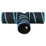 vidaXL Tunel pentru pisici 3 căi, negru și albastru, 90 cm, poliester vidaXL Tunel pentru pisici 3 căi, negru și albastru, 90 cm, poliester
