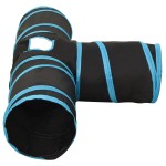 vidaXL Tunel pentru pisici 3 căi, negru și albastru, 90 cm, poliester vidaXL Tunel pentru pisici 3 căi, negru și albastru, 90 cm, poliester
