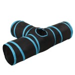 vidaXL Tunel pentru pisici 3 căi, negru și albastru, 90 cm, poliester vidaXL Tunel pentru pisici 3 căi, negru și albastru, 90 cm, poliester