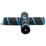 vidaXL Tunel pentru pisici 4 căi, negru și albastru, 132 cm, poliester