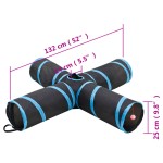 vidaXL Tunel pentru pisici 4 căi, negru și albastru, 132 cm, poliester