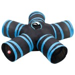 vidaXL Tunel pentru pisici 5 căi, negru și albastru, 25 cm, poliester vidaXL Tunel pentru pisici 5 căi, negru și albastru, 25 cm, poliester