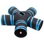 vidaXL Tunel pentru pisici 5 căi, negru și albastru, 25 cm, poliester vidaXL Tunel pentru pisici 5 căi, negru și albastru, 25 cm, poliester