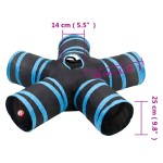 vidaXL Tunel pentru pisici 5 căi, negru și albastru, 25 cm, poliester vidaXL Tunel pentru pisici 5 căi, negru și albastru, 25 cm, poliester