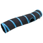 vidaXL Tunel pentru pisici în formă S, negru/albastru 122 cm poliester