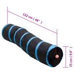 vidaXL Tunel pentru pisici în formă S, negru/albastru 122 cm poliester