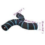 vidaXL Tunel pentru pisici 3 căi, negru și albastru, 25 cm, poliester