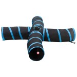 vidaXL Tunel pentru pisici 4 căi, negru și albastru, 25 cm, poliester