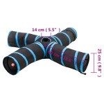 vidaXL Tunel pentru pisici 4 căi, negru și albastru, 25 cm, poliester