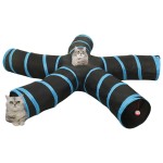vidaXL Tunel pentru pisici 5 căi, negru și albastru, 25 cm, poliester