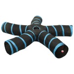 vidaXL Tunel pentru pisici 5 căi, negru și albastru, 25 cm, poliester