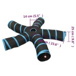 vidaXL Tunel pentru pisici 5 căi, negru și albastru, 25 cm, poliester