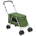 vidaXL Cărucior pliabil pentru câini, verde, 100x49x96 cm, pânză vidaXL Cărucior pliabil pentru câini, verde, 100x49x96 cm, pânză