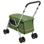 vidaXL Cărucior pliabil pentru câini, verde, 100x49x96 cm, pânză vidaXL Cărucior pliabil pentru câini, verde, 100x49x96 cm, pânză