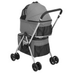 vidaXL Cărucior pliabil câini 2 niveluri gri 83x48x97 cm textil Oxford vidaXL Cărucior pliabil câini 2 niveluri gri 83x48x97 cm textil Oxford