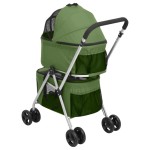 vidaXL Cărucior pliabil câini 2 niveluri verde 83x48x97 cm textil vidaXL Cărucior pliabil câini 2 niveluri verde 83x48x97 cm textil