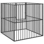 vidaXL Țarc pentru câini cu 4 panouri, negru, oțel galvanizat