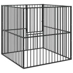 vidaXL Țarc pentru câini cu 4 panouri, negru, oțel galvanizat