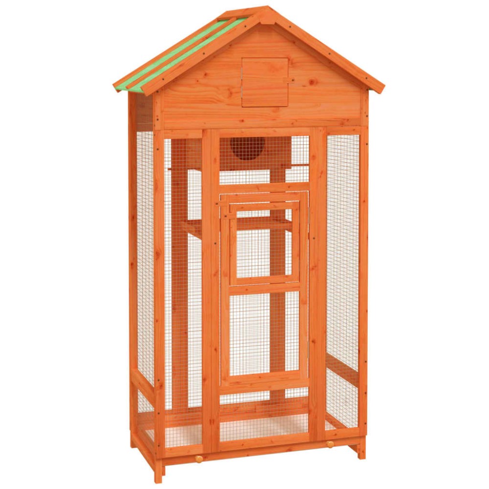 vidaXL Colivie de păsări maro 91,5x53x170 cm din lemn masiv de pin