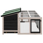 vidaXL Cușcă pentru iepuri gri 144x123x67,5 cm din lemn masiv de pin