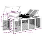 vidaXL Cușcă pentru iepuri gri 144x123x67,5 cm din lemn masiv de pin