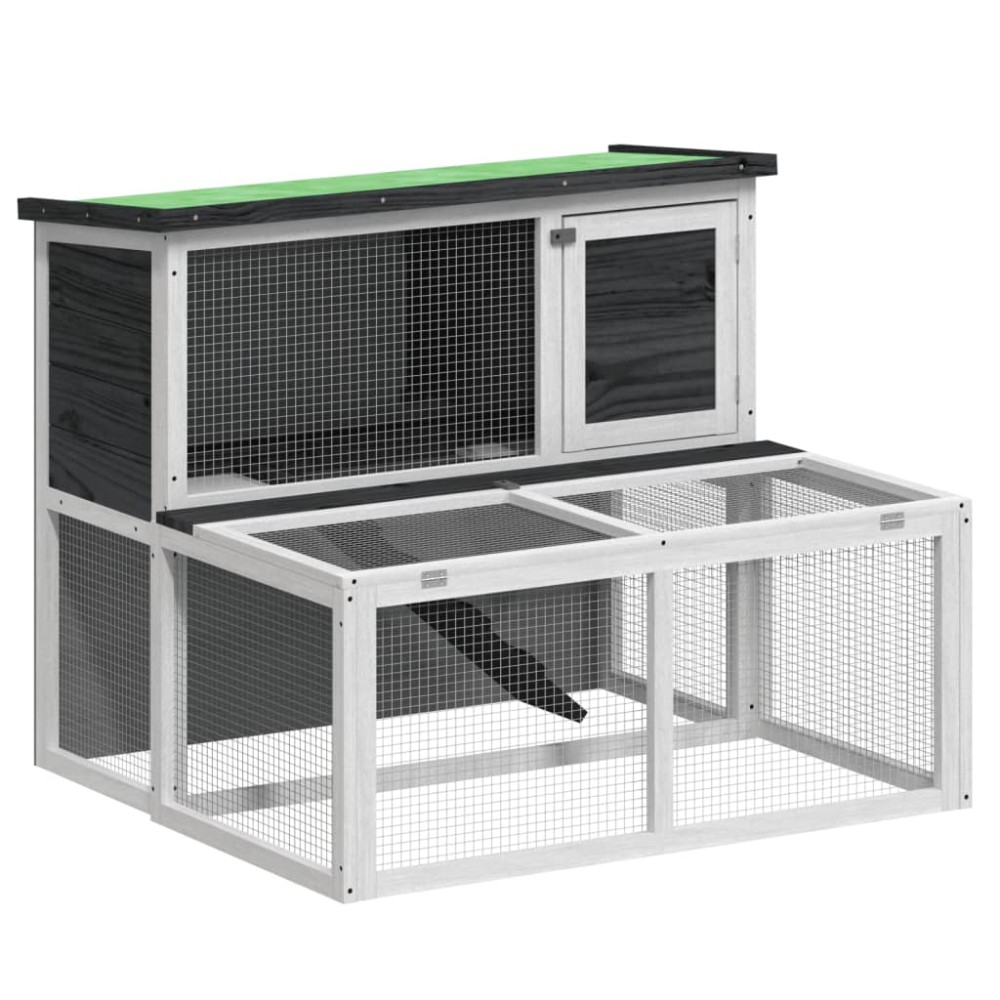 vidaXL Cușcă pentru iepuri, gri, 102x90x84,5 cm, lemn masiv de pin