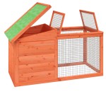 vidaXL Cușcă pentru iepuri maro 100,5x54x55 cm lemn masiv de pin